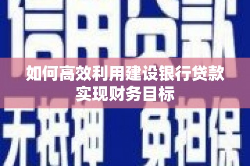 盈江如何高效利用建设银行贷款实现财务目标