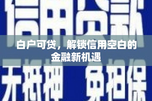 盈江白户可贷，解锁信用空白的金融新机遇