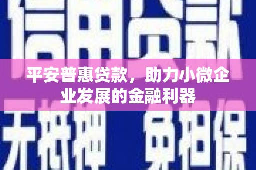 盈江平安普惠贷款，助力小微企业发展的金融利器