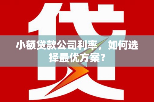 盈江小额贷款公司利率，如何选择最优方案？