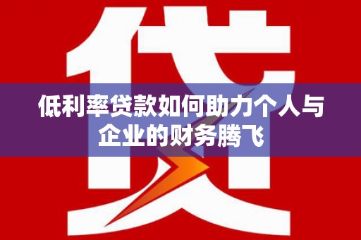 盈江低利率贷款如何助力个人与企业的财务腾飞