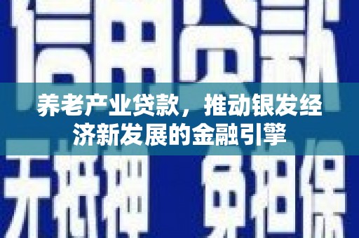 盈江养老产业贷款，推动银发经济新发展的金融引擎