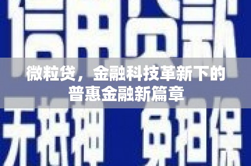 盈江微粒贷，金融科技革新下的普惠金融新篇章