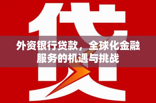 盈江外资银行贷款，全球化金融服务的机遇与挑战